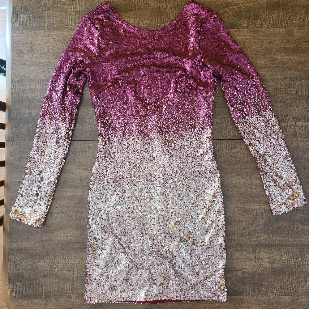 Red and Gold Sequin Dress